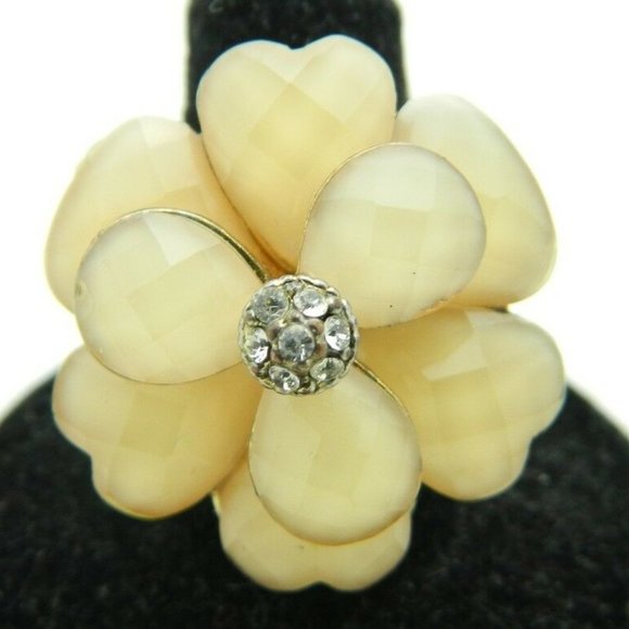Unbranded Jewelry - Gold Tone Faceted Peach Clear Rhinestone Ring
